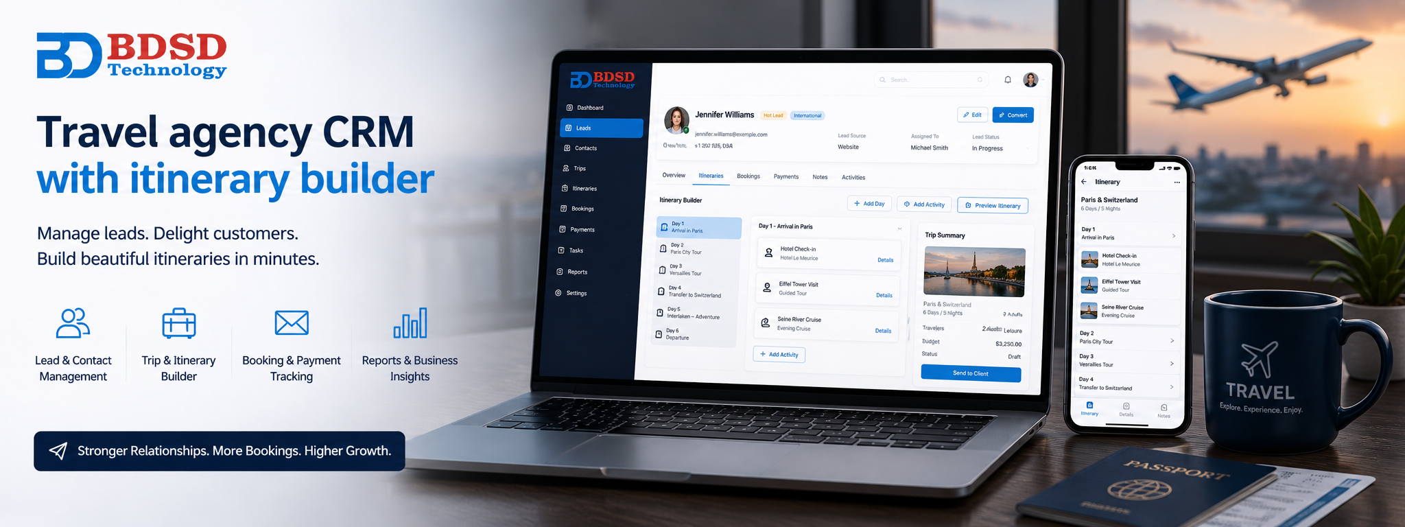 Travel agency CRM with itinerary builder